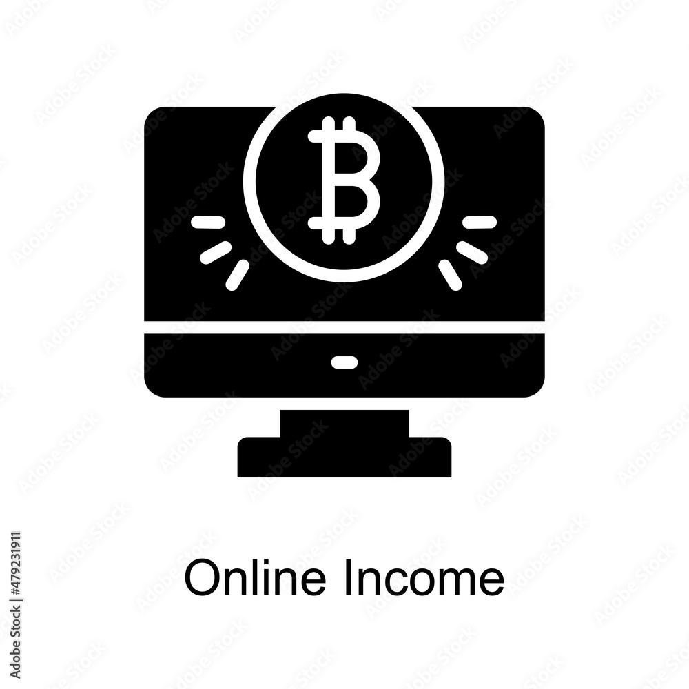 Online Income vector Solid icon for web isolated on white background EPS 10 file Online Income vector Solid icon for web isolated on white background EPS 10 file