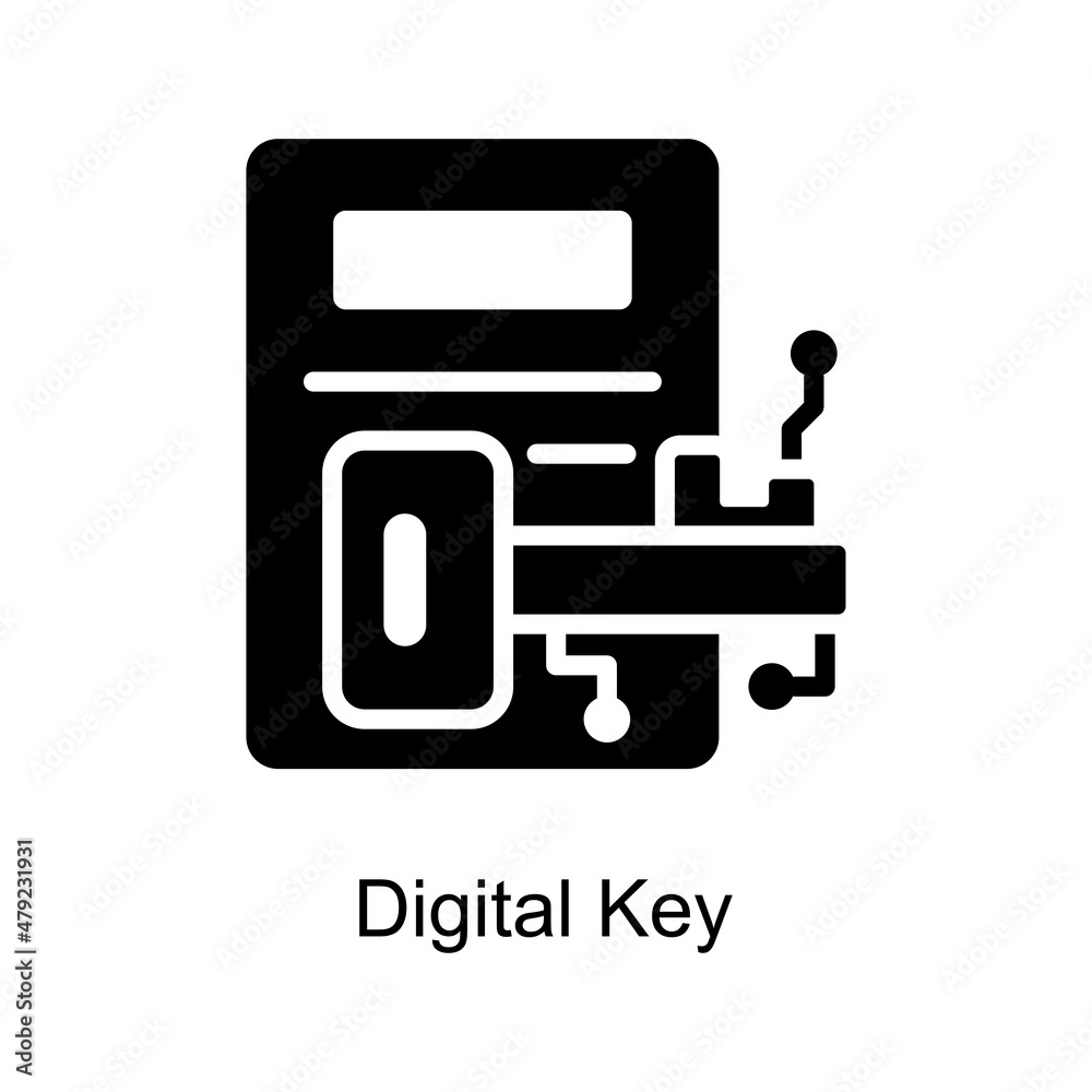 Digital Key vector Solid icon for web isolated on white background EPS 10 file Digital Key vector Solid icon for web isolated on white background EPS 10 file