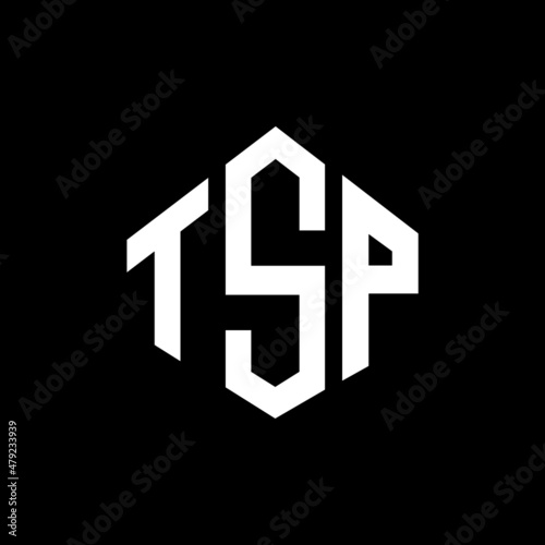 TSP letter logo design with polygon shape. TSP polygon and cube shape logo design. TSP hexagon vector logo template white and black colors. TSP monogram, business and real estate logo. photo