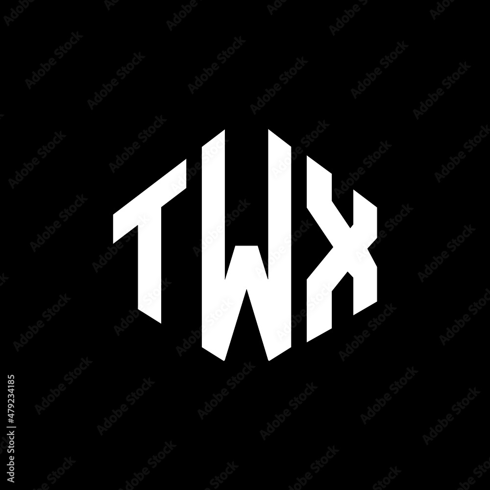 TWX letter logo design with polygon shape. TWX polygon and cube shape logo design. TWX hexagon vector logo template white and black colors. TWX monogram, business and real estate logo.