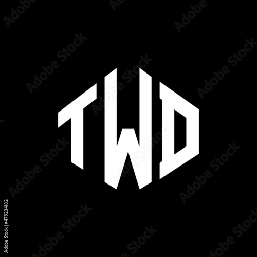 TWD letter logo design with polygon shape. TWD polygon and cube shape logo design. TWD hexagon vector logo template white and black colors. TWD monogram, business and real estate logo. photo