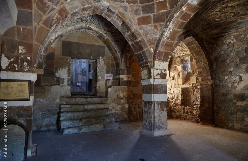 An interior view of the Cathedral of the Holy Cross on Akdamar Island, Lake Van, Turkey