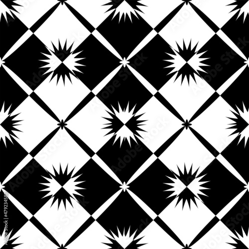 Abstract seamless checkered black and white pattern.