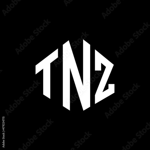TNZ letter logo design with polygon shape. TNZ polygon and cube shape logo design. TNZ hexagon vector logo template white and black colors. TNZ monogram, business and real estate logo.