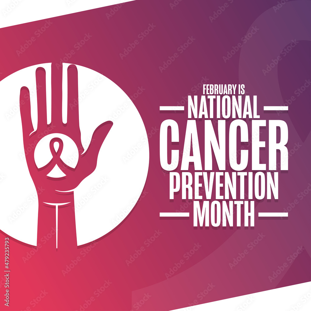 Obraz premium February is National Cancer Prevention Month. Holiday concept. Template for background, banner, card, poster with text inscription. Vector EPS10 illustration.