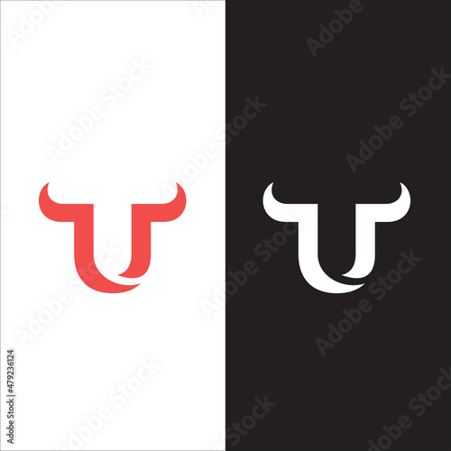 Creative Letter U Logo. Horn Bull Letter U Vector Logo Design Template