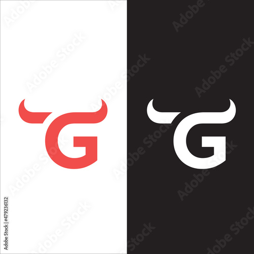 Creative Letter G Logo. Horn Bull Letter G Vector Logo Design Template