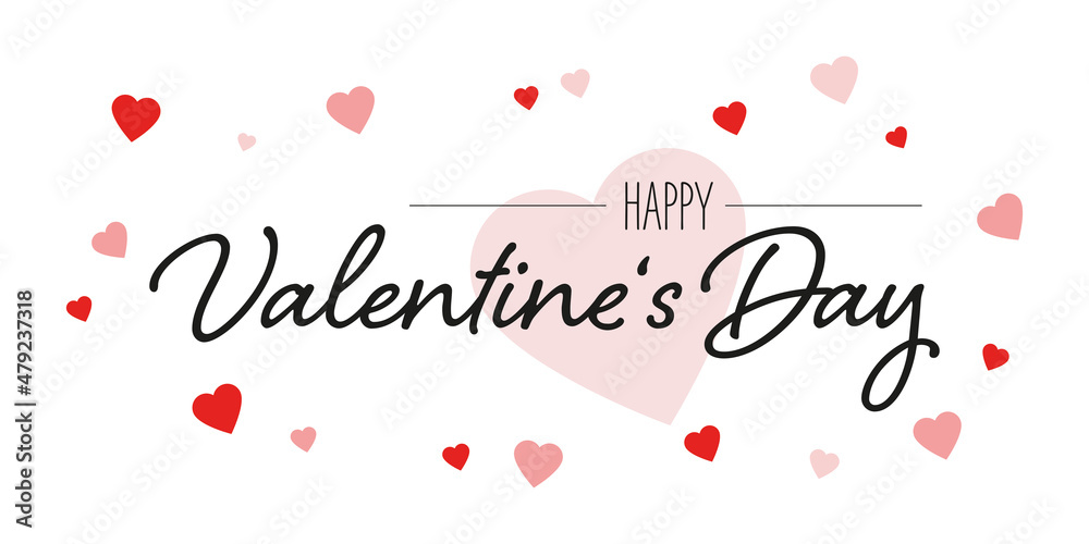 Happy Valentine's Day - Heart icons and text on a white background