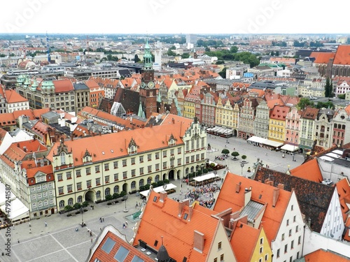 A city in Poland, Wrocałw. City center. Beautiful architecture.