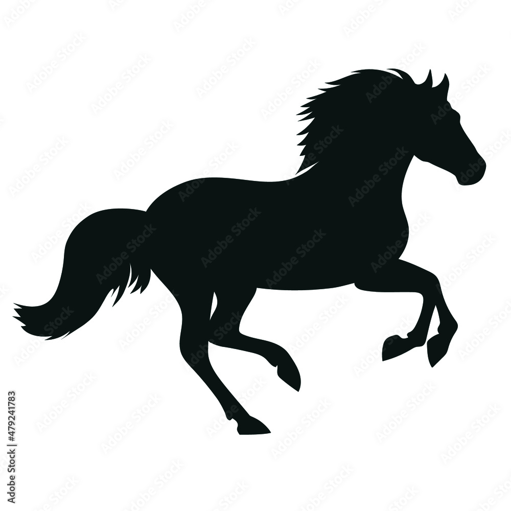 Galloping horse silhouette in black- icon