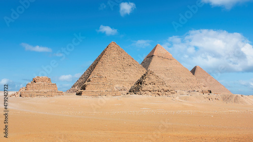 A view of the great pyramids  Giza  Egypt.