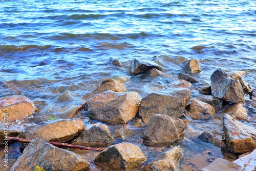 Wet rocks in a lake 