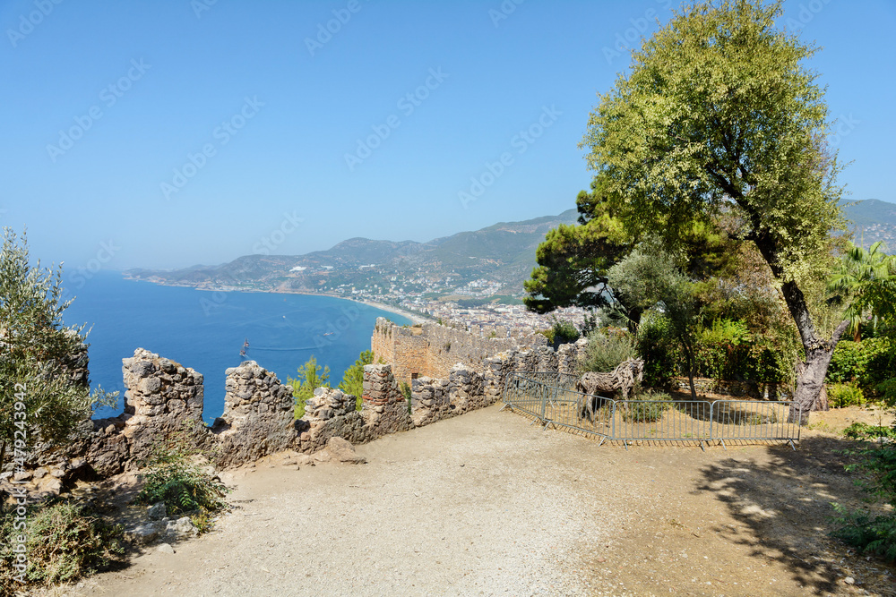 Alanian fortress. Fortress wall. Chilarda-Burnu Peninsula. Turkey