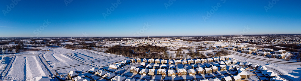 Winter panorama of Nicholasville, Kentucky neighbourhood that is still expanding and developing