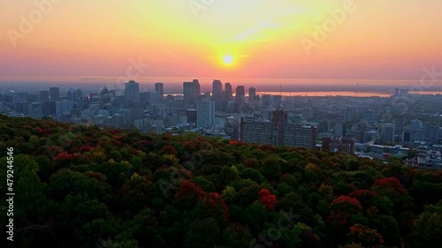 4K Montreal Canada Aerial view sunrise