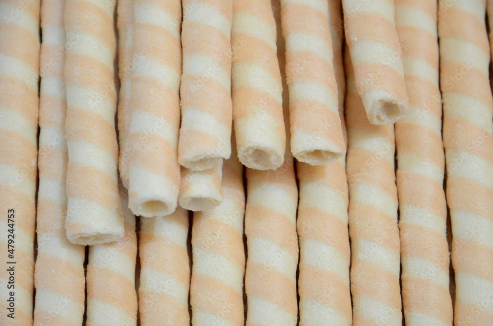 Dessert made from sweet crispy pipes. Dessert made from sweet crispy pipes.