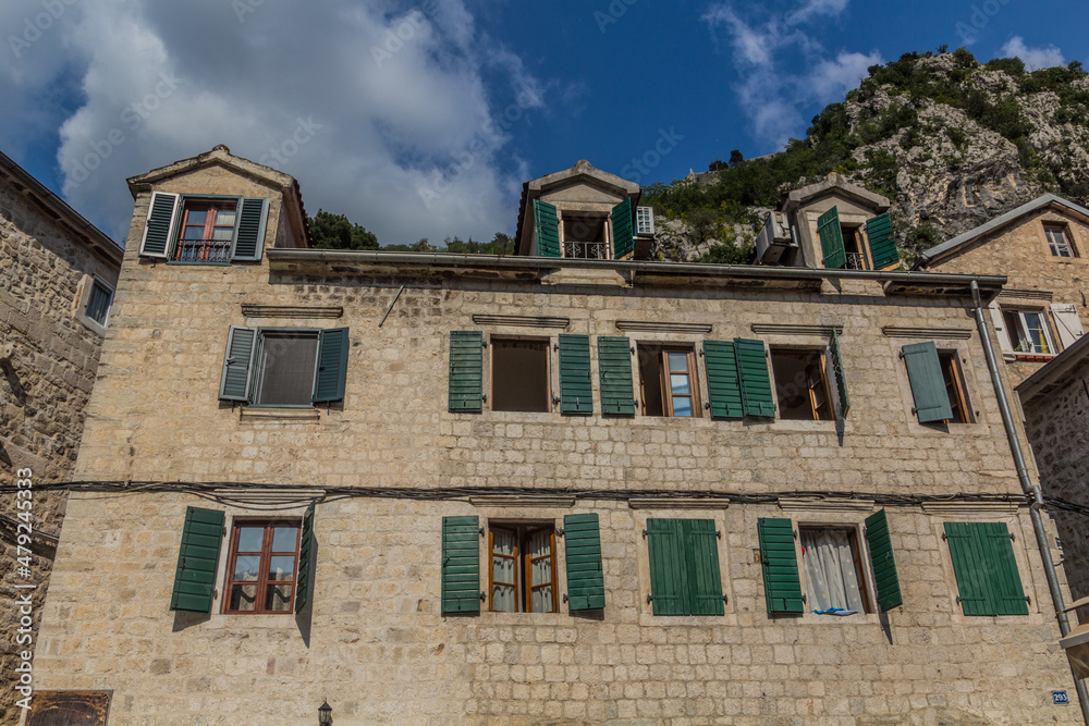 Fototapeta premium Old stone house in the Old Town of Kotor, Montenegro.