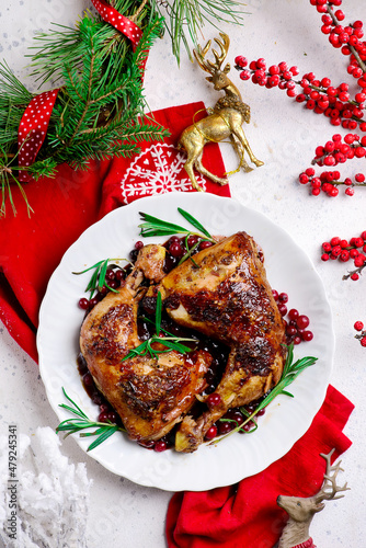 Cranberry and posemary roasted  chicken