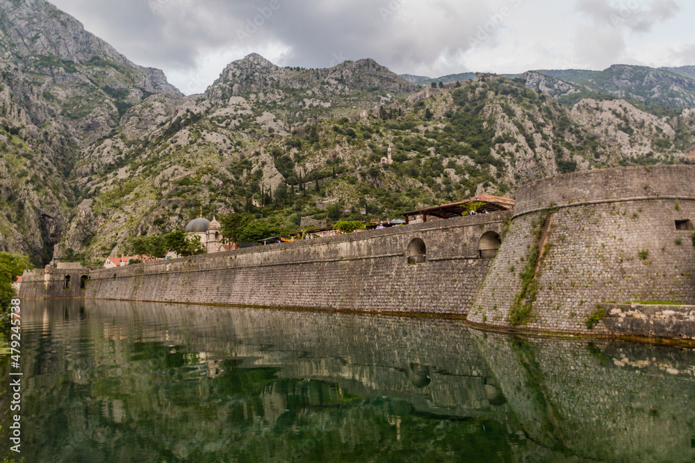 Fortification walls of Kotor, Montenegro. Fortification walls of Kotor, Montenegro.