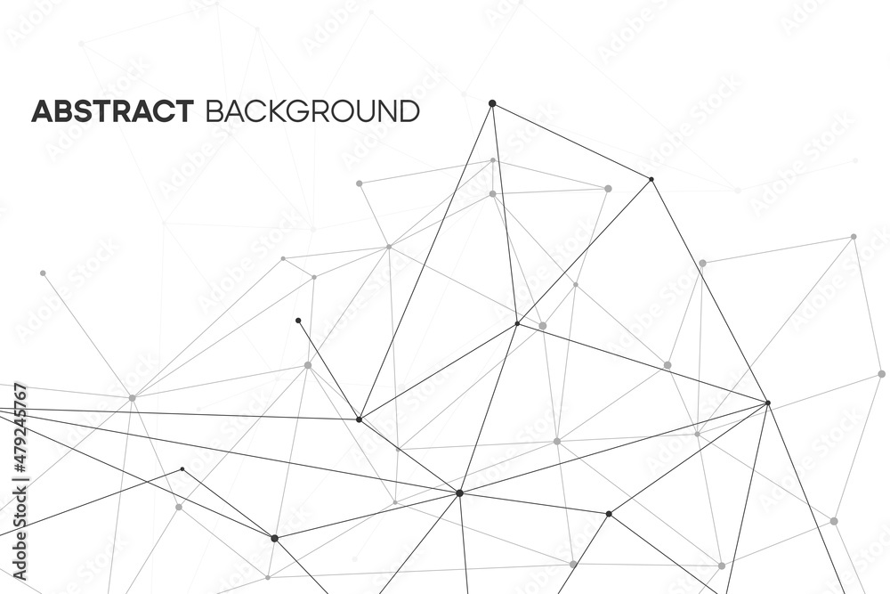 Geometric web background with abstract line, dot, node. Modern polygon pattern with molecular structure. Cybernetic wedsite design.