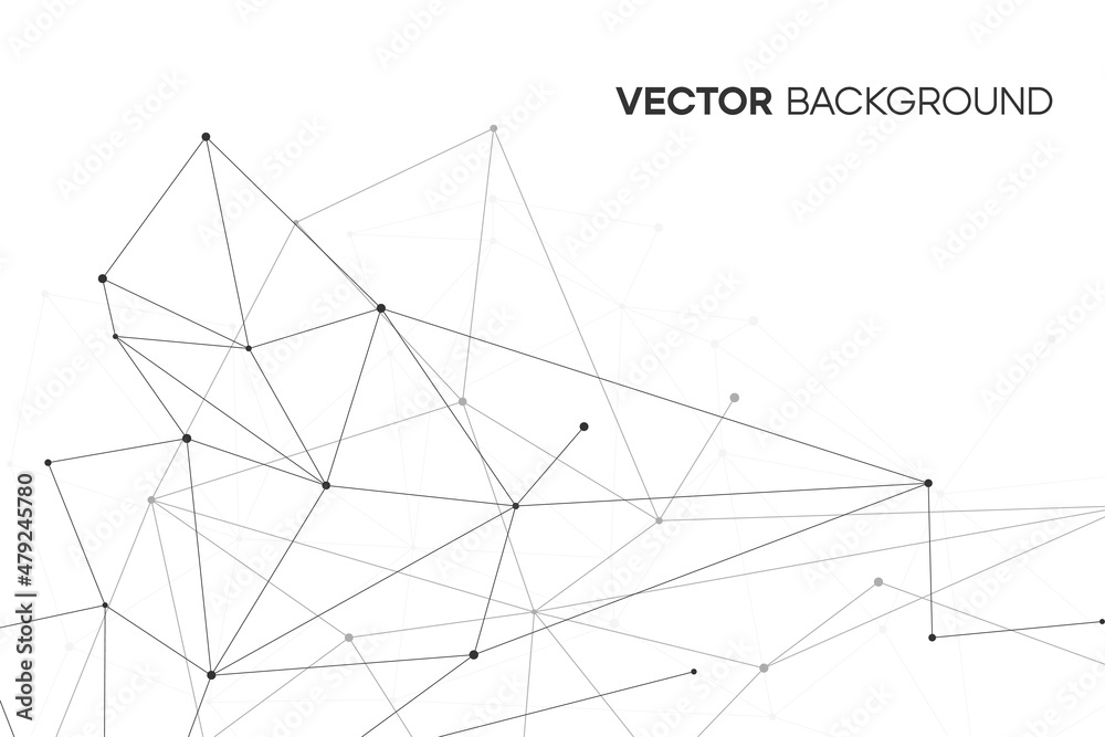 Corporate vector network concept. Geomeric polygon pattern with dot node. Minimal biotechnology graphic illustration