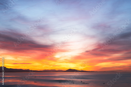 Colourful Sunset over the Basque Coast. Biarritz, France. © LabbePhotography