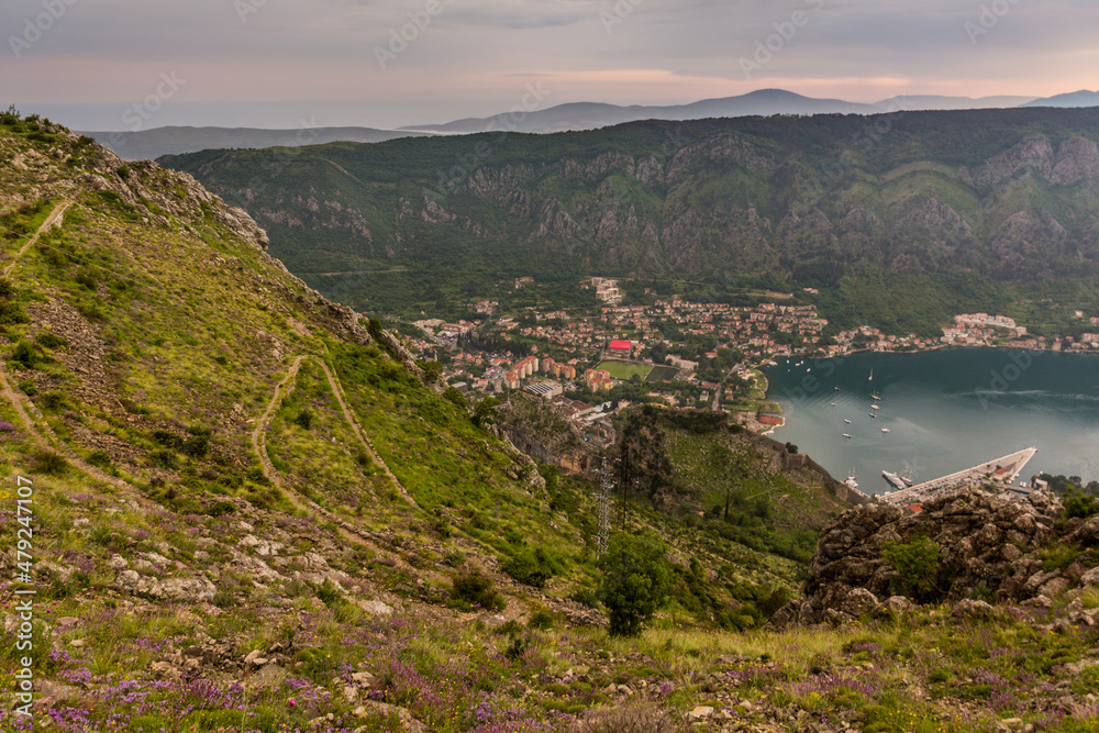 Sunset view of Kotor Bay, Montenegro