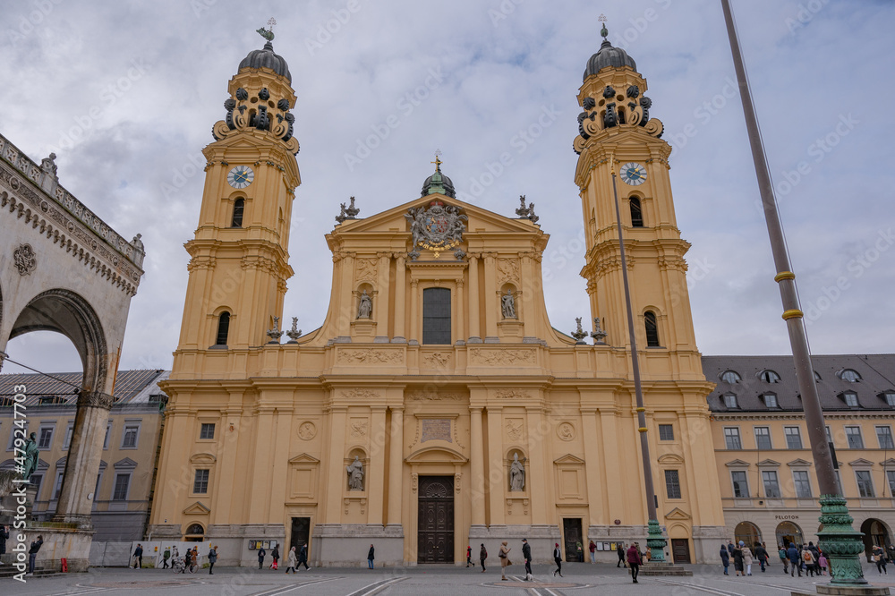 Munich January 2022: The Catholic Church of St. Kajetan and Adelheid in Munich