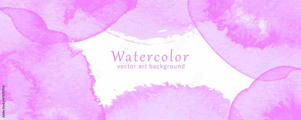 Vector pink watercolor art background. Valentine's Day. Hand painted watercolour texture for cards, cover, flyers, poster, banner or wallpaper. Pink watercolour banner. Template for design. Valentines