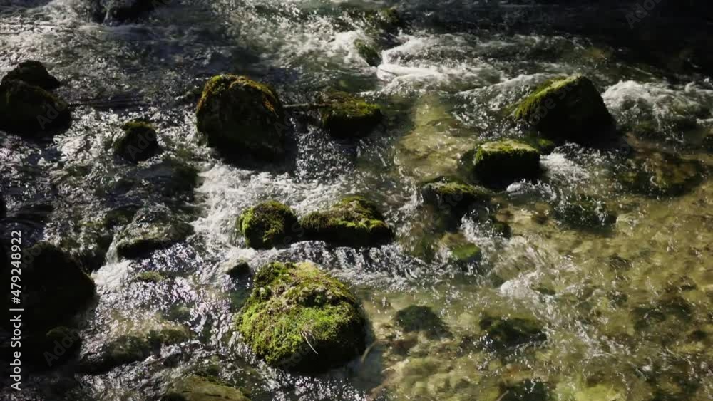 Rivière qui coule entre les rochers entre ombres et lumières en forêt (Source du Doubs, Franche-Comté, France) Rivière qui coule entre les rochers entre ombres et lumières en forêt (Source du Doubs, Franche-Comté, France)