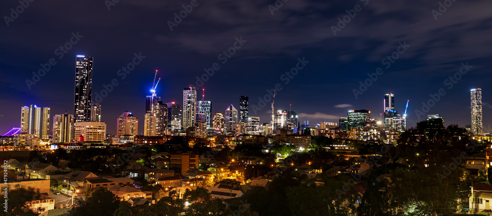 Obraz premium Brisbane City by night, Queensland, Australia
