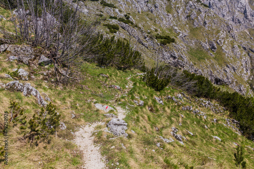 Hiking trail in Durmitor national park, Montenegro.