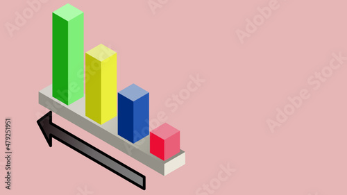 A colourful 3D isometric bar graph showing an upward trend. 