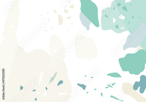 Terrazzo modern abstract template. Green and grey