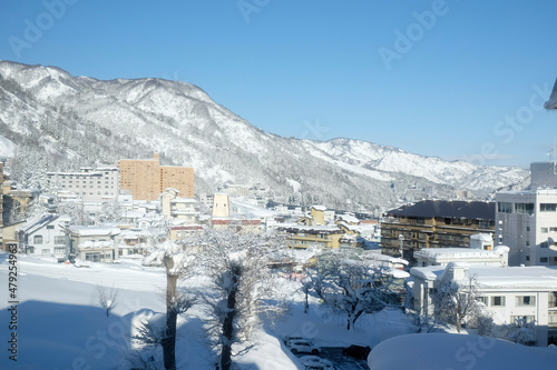 Morning snowscape in Echigoyuzawa, Niigata, Japan, 2022/1/1