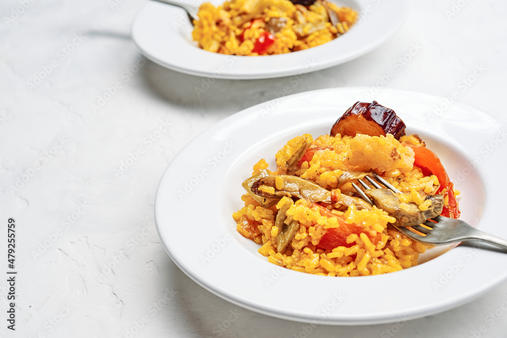 healthy mediterranean diet, rice and vegetable paella healthy mediterranean diet, rice and vegetable paella