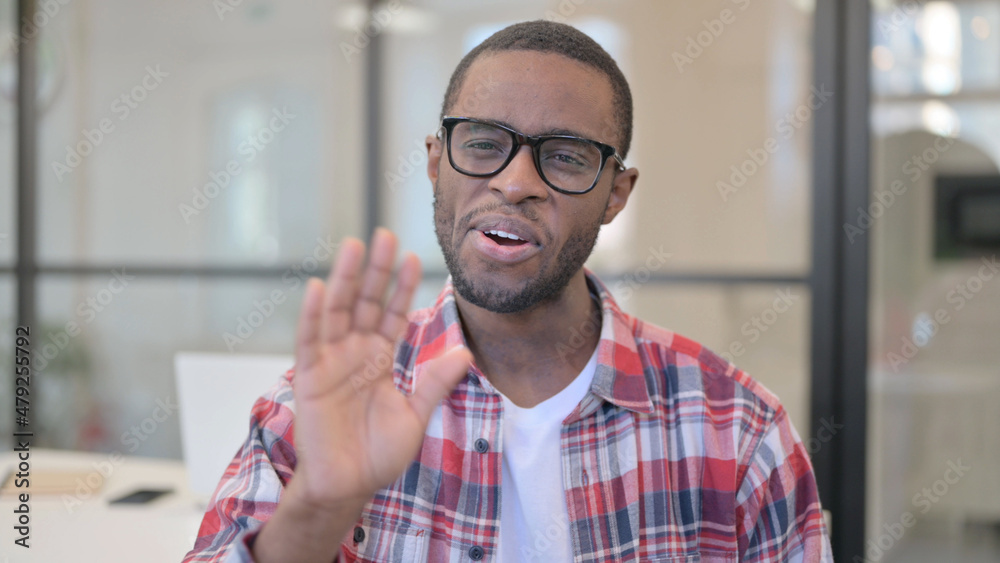 African Man Waving hand for Online Video Chat African Man Waving hand for Online Video Chat