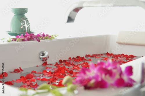 flower bath after spa treatment photo