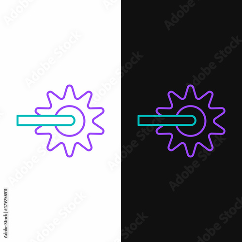 Line Cowboy horse riding spur for boot icon isolated on white and black background. Colorful outline concept. Vector