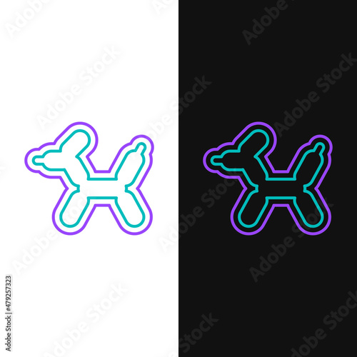 Line Balloon dog icon isolated on white and black background. Colorful outline concept. Vector