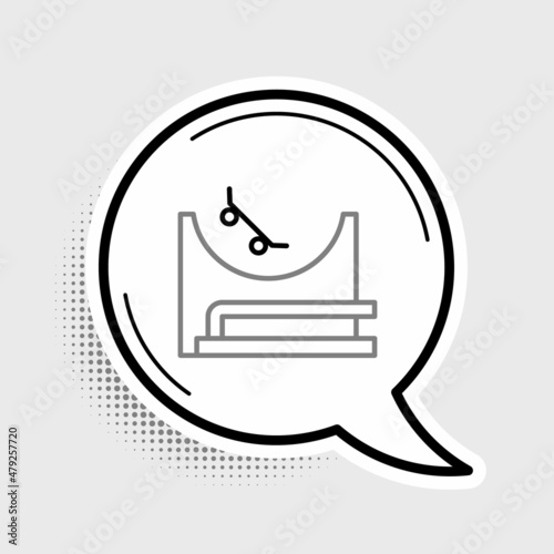 Line Skate park icon isolated on grey background. Set of ramp, roller, stairs for a skatepark. Extreme sport. Colorful outline concept. Vector