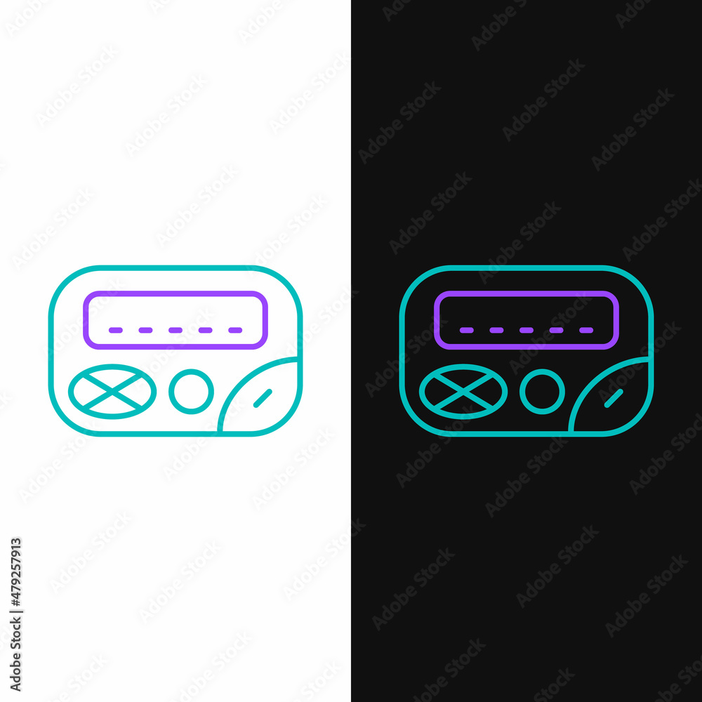Line Pager icon isolated on white and black background. Vintage 1990s electronics messenger. Colorful outline concept. Vector Line Pager icon isolated on white and black background. Vintage 1990s electronics messenger. Colorful outline concept. Vector