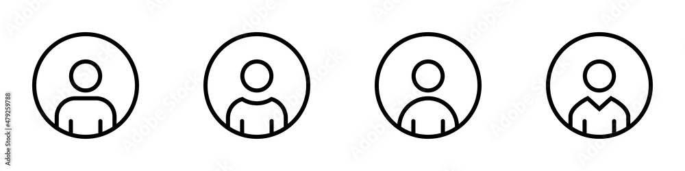 Conjunto de iconos de usuario, dentro de un círculo. Concepto de asistente virtual, perfil de usuario. Ilustración vectorial, estilo línea negro Conjunto de iconos de usuario, dentro de un círculo. Concepto de asistente virtual, perfil de usuario. Ilustración vectorial, estilo línea negro