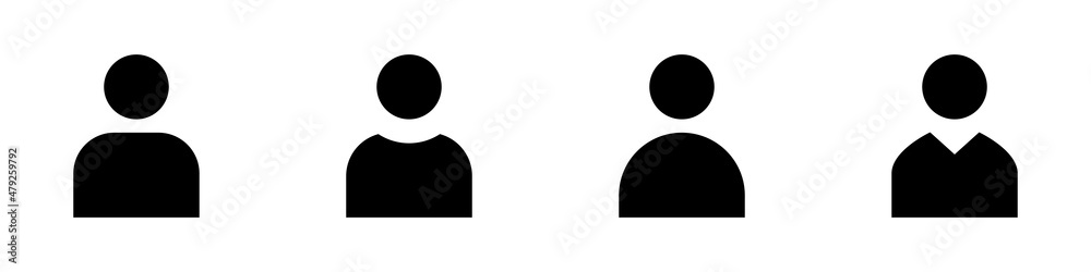 Conjunto de iconos de usuario. Concepto de asistente virtual, perfil de usuario. Ilustración vectorial, estilo silueta negro Conjunto de iconos de usuario. Concepto de asistente virtual, perfil de usuario. Ilustración vectorial, estilo silueta negro
