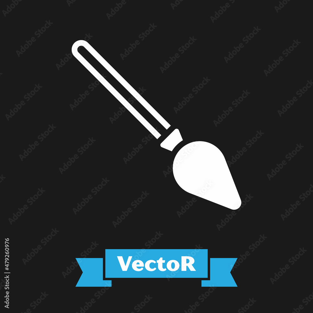 White Handle broom icon isolated on black background. Cleaning service concept. Vector White Handle broom icon isolated on black background. Cleaning service concept. Vector