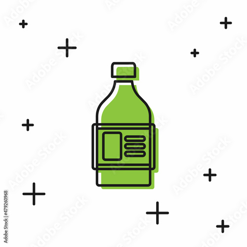 Black Plastic bottle for laundry detergent, bleach, dishwashing liquid or another cleaning agent icon isolated on white background. Vector
