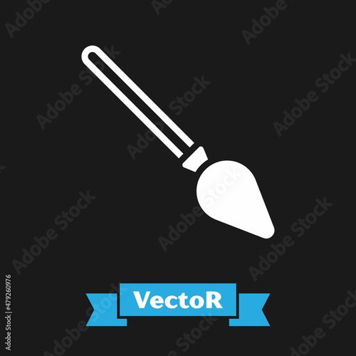 White Handle broom icon isolated on black background. Cleaning service concept. Vector