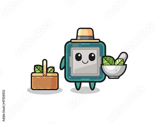 processor herbalist cute cartoon