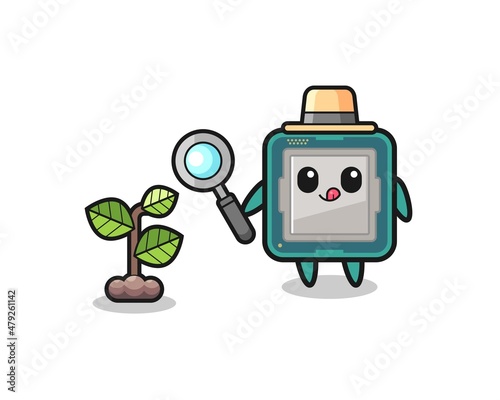 cute processor herbalist researching a plants
