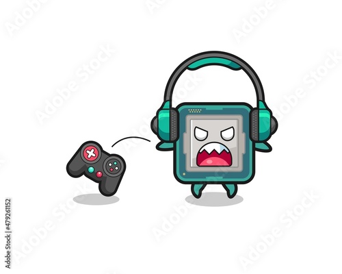 processor gamer mascot is angry